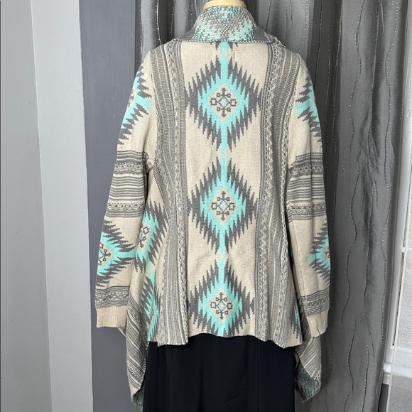 DREAMERS Gray Mint Aztec Southwestern
Santa Fe Waterfall Open Cardigan Sz S/M - Picture 5 of 7